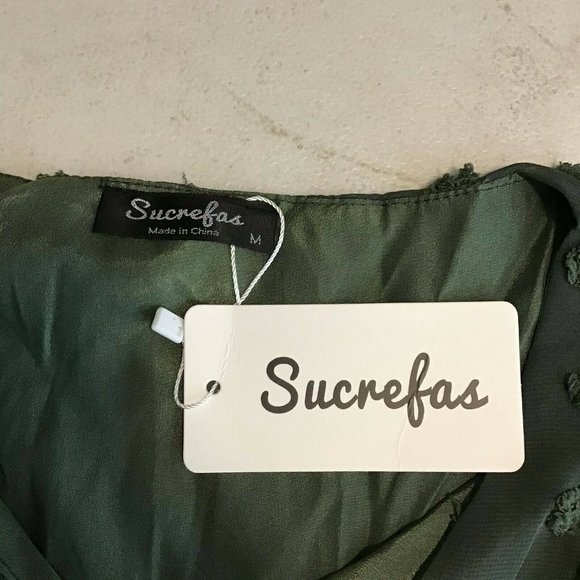 Sucrefas Women's Green Floral V Neck Short Sleeve Casual Tunic Top Size M - Picture 11 of 12